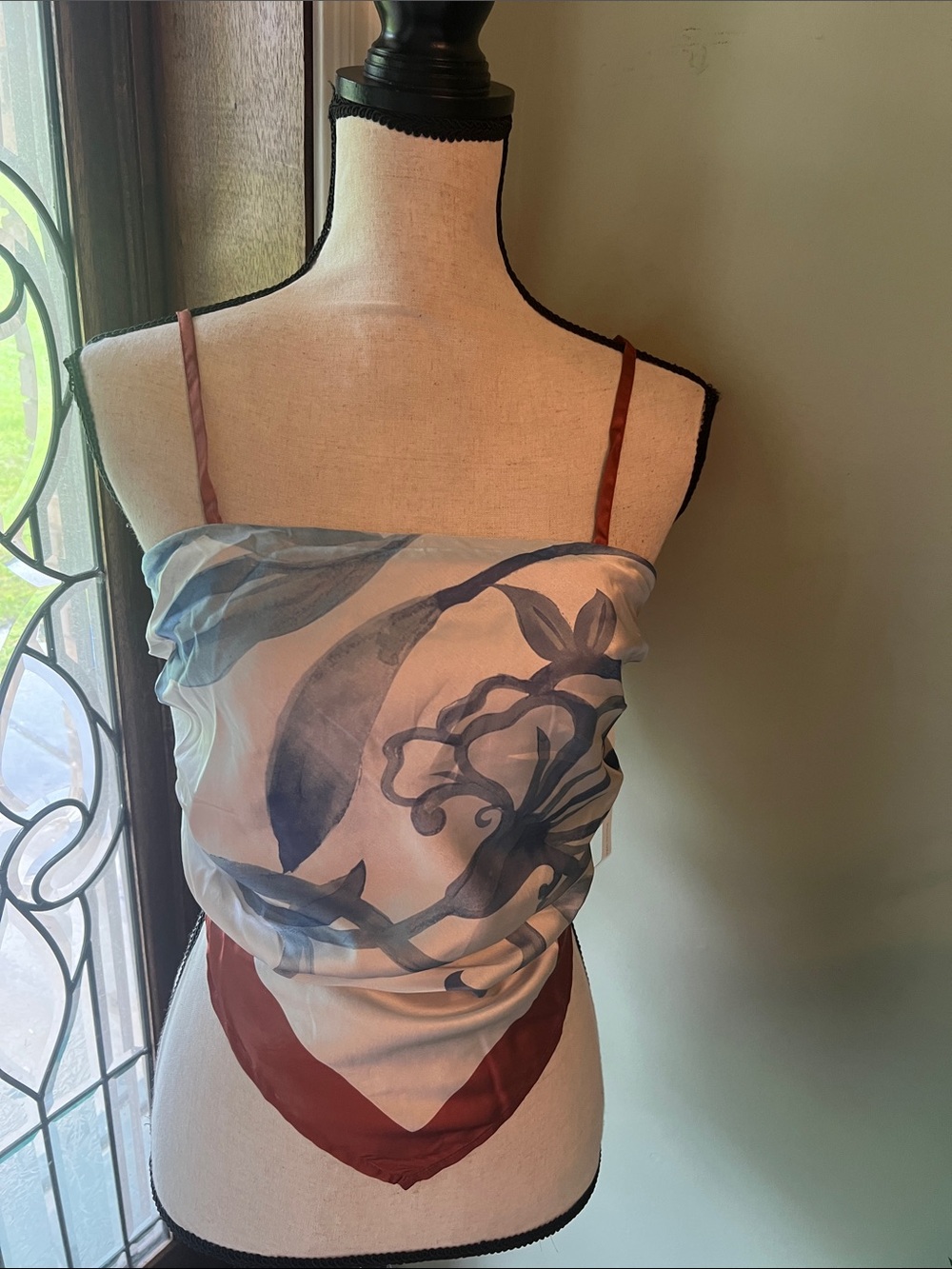 Live 4 Truth Blue Floral Scarf Camisole with Rust Straps